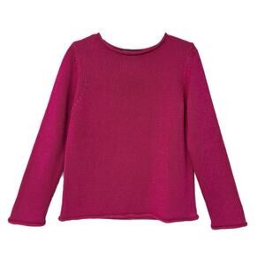 SAKS FIFTH AVENUE Chunky Knit Scoop Neck Sweater Women’s XL 100% Silk Pink